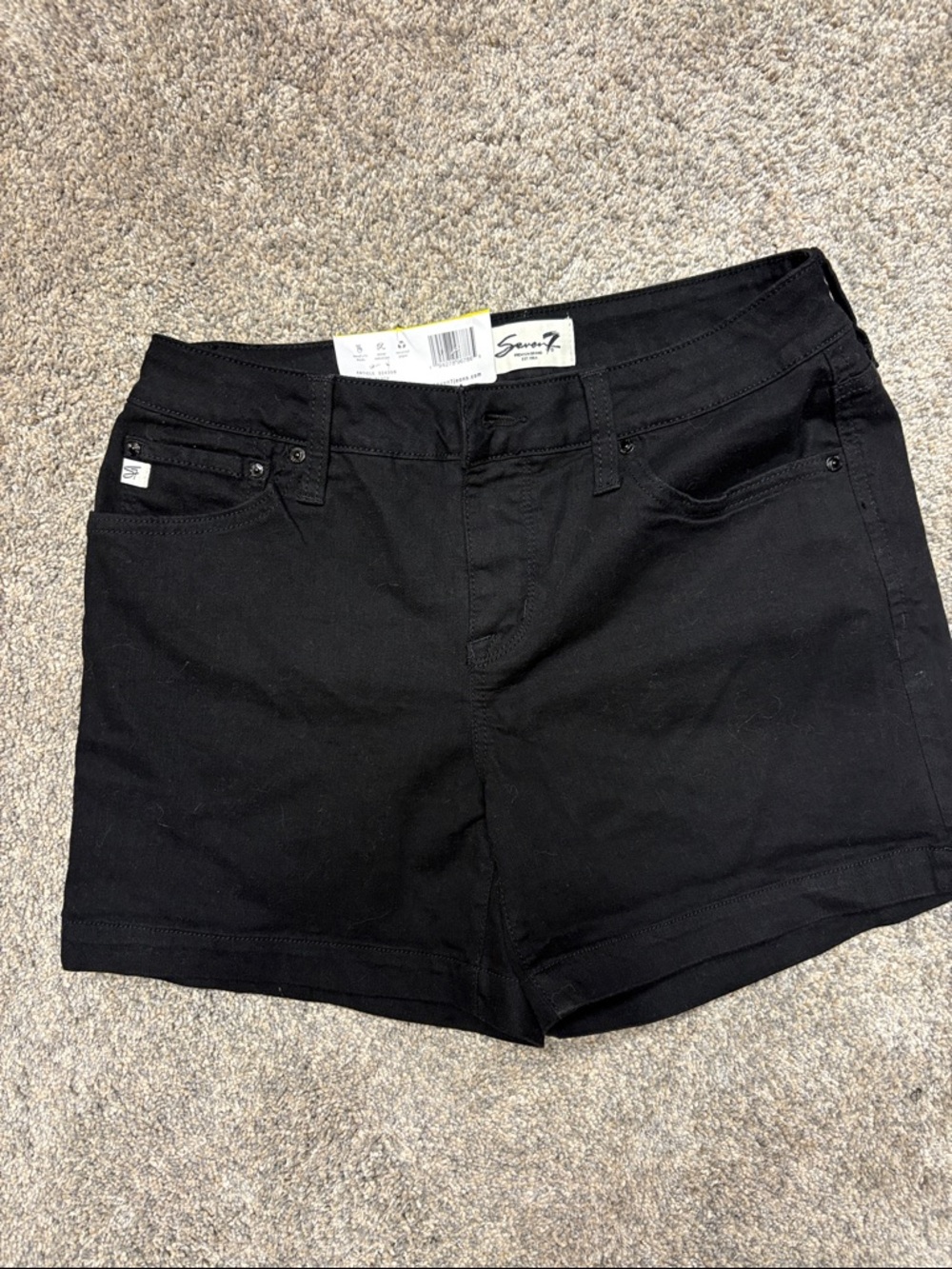 Seven7 Black High-Rise Denim Shorts